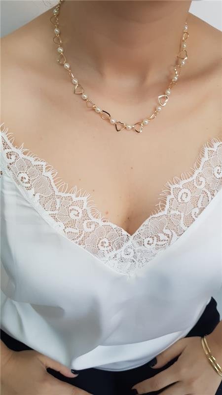 GARGANTILHA CORACAO COM PEROLA 5MM